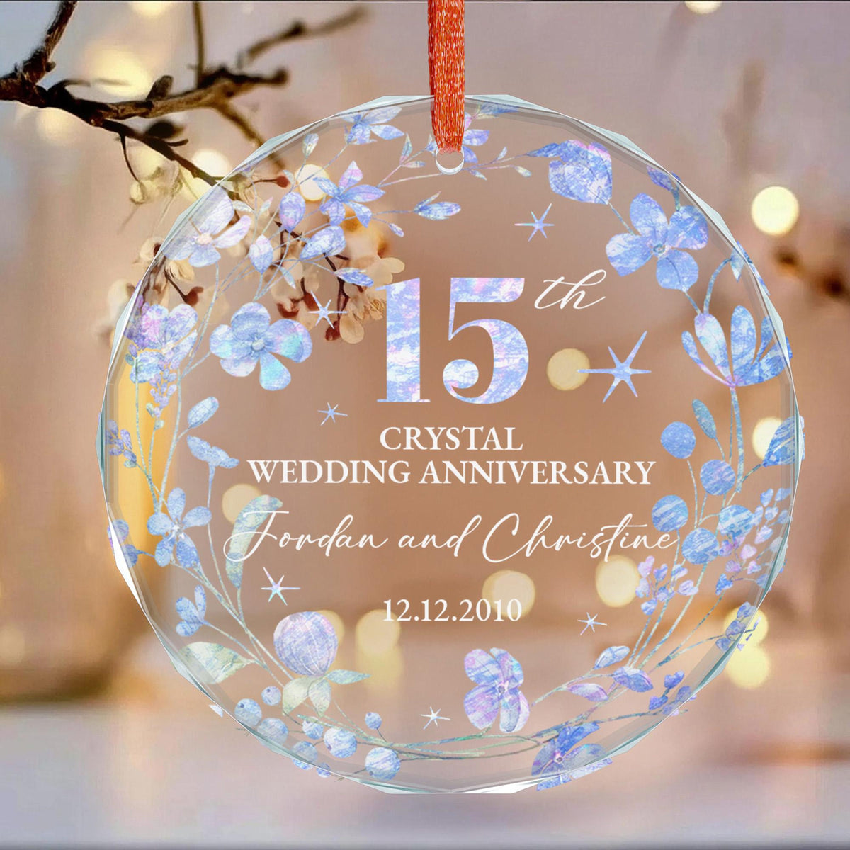 Personalized 15th Crystal Wedding Anniversary Ornament, Custom Engraved Gift, 15 Years Marriage Keepsake, Gift for Parents Husband Wife 5fd1b07f-d93a-4898-94cf-5e6f0ea8e561-2.jpg
