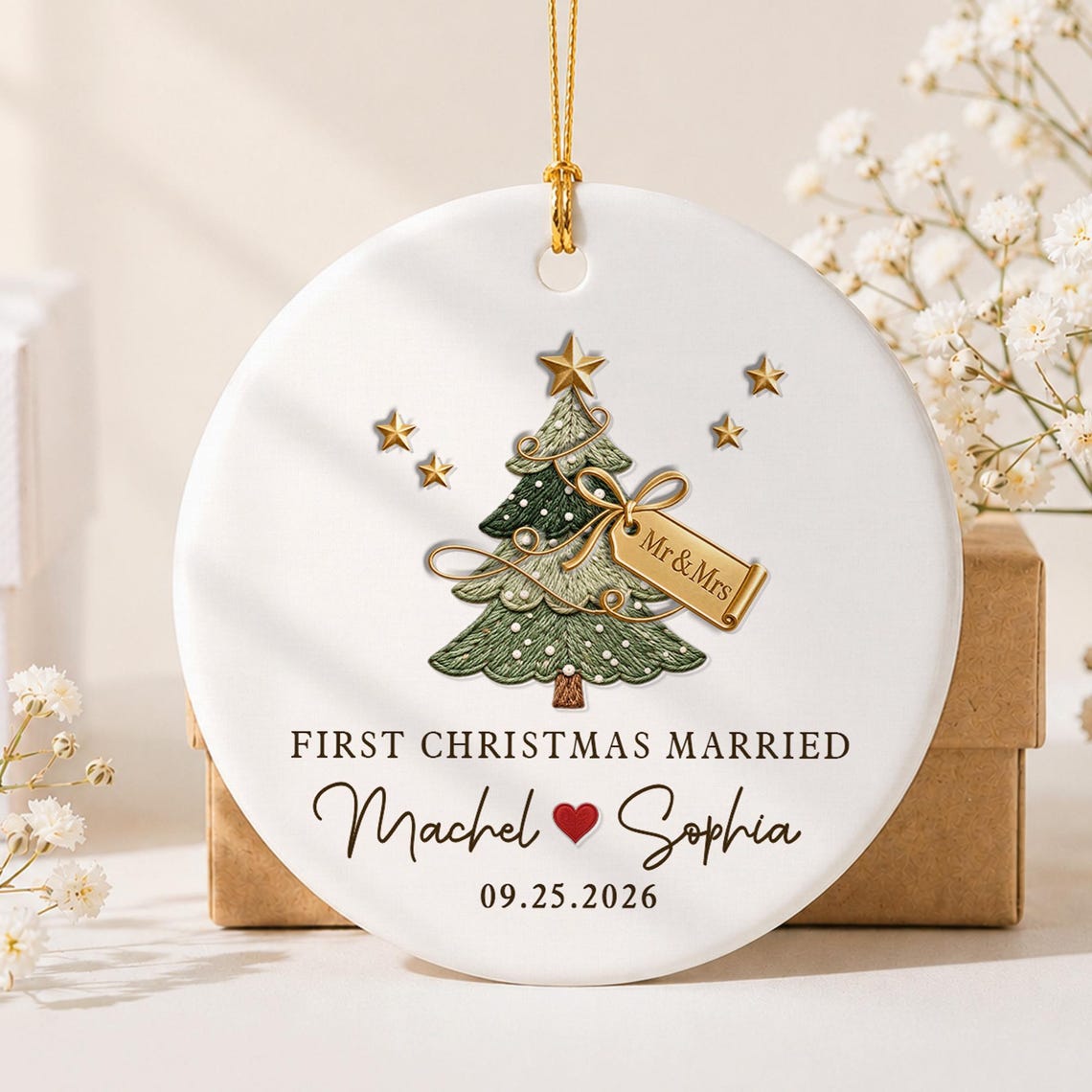 Personalized First Christmas Married Ceramic Ornament, Mr & Mrs Name with Wedding Date Keepsake 5fd9a2bd-d229-4ccd-a958-b93cc4f64508-1.jpg