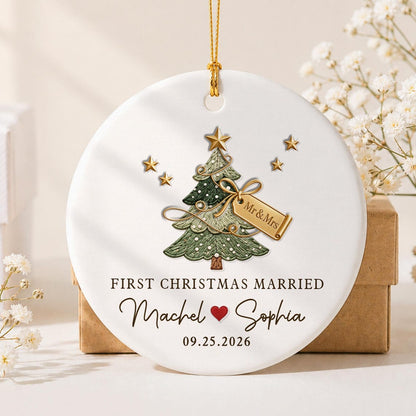 Personalized First Christmas Married Ceramic Ornament, Mr & Mrs Name with Wedding Date Keepsake 5fd9a2bd-d229-4ccd-a958-b93cc4f64508-1.jpg