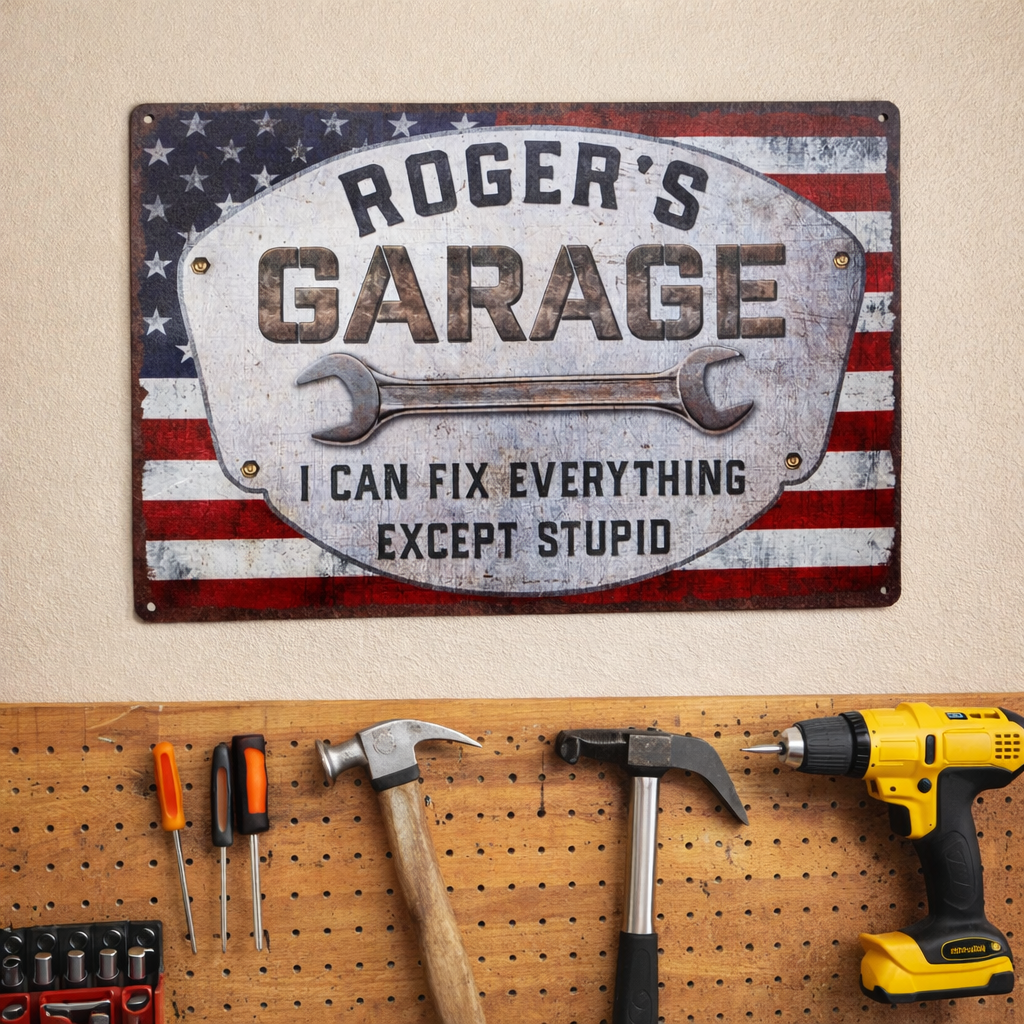 Personalized Garage Sign, Garage Decor, Workshop Sign, Custom Garage Sign, Father's Day Gift, Gifts for Dad, Gift for Him