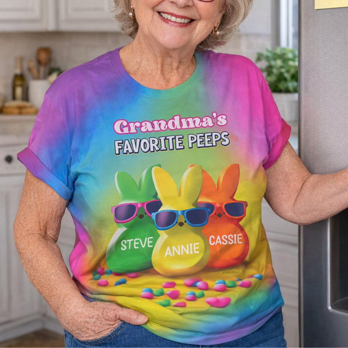 Grandma's Favorite Peeps Rainbow - Personalized Shirt - Gift For Grandma, Mother's Day Gift