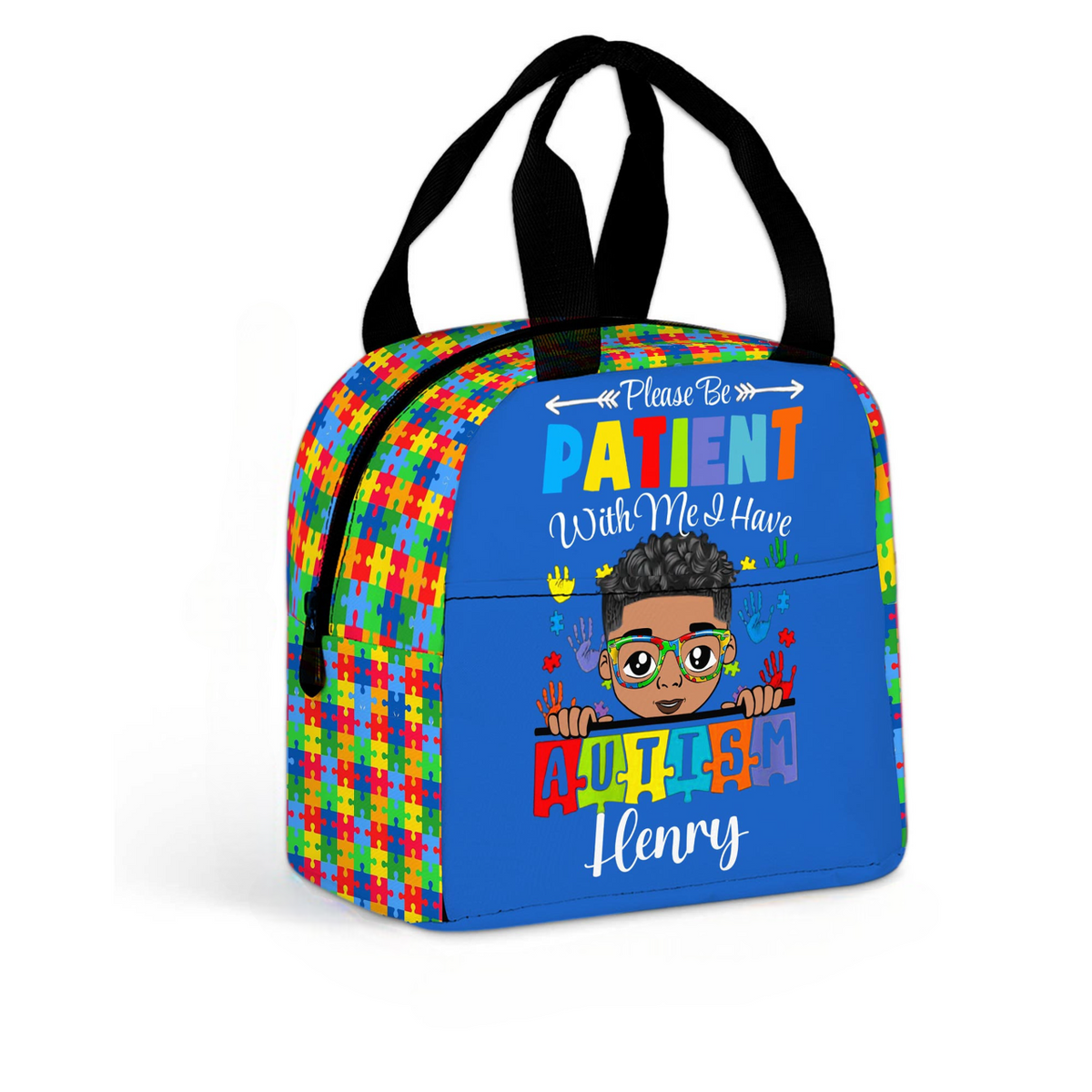 Personalized Please Be Patient I Have Autism Lunch Bag, Autistic Girls / Boys Lunch Bag or School, Autism Children's, Autistic Daughter Son