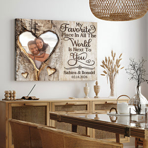 My Favorite Place Personalized Heart Photo Canvas Print Gift for Valentine s Day