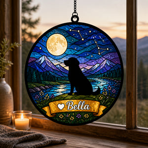 Twilight Mountains Personalized Dog Suncatcher - Personalized Suncatcher Stained Glass 60188e6d-d4c7-4fa7-b21b-34a5a005821f.jpg