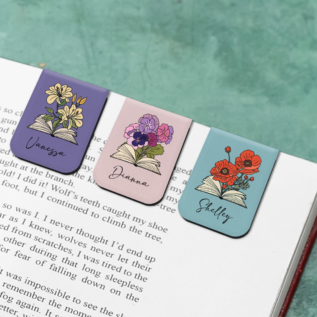 Personalized Magnetic Leather Bookmark, Name Floral Book Lover Gift, Name Leather Bookmark, Birthday Gift For Book Lover, Book Club 604108b2-d9d3-4999-b7fb-0e98242ed1c5-7.png