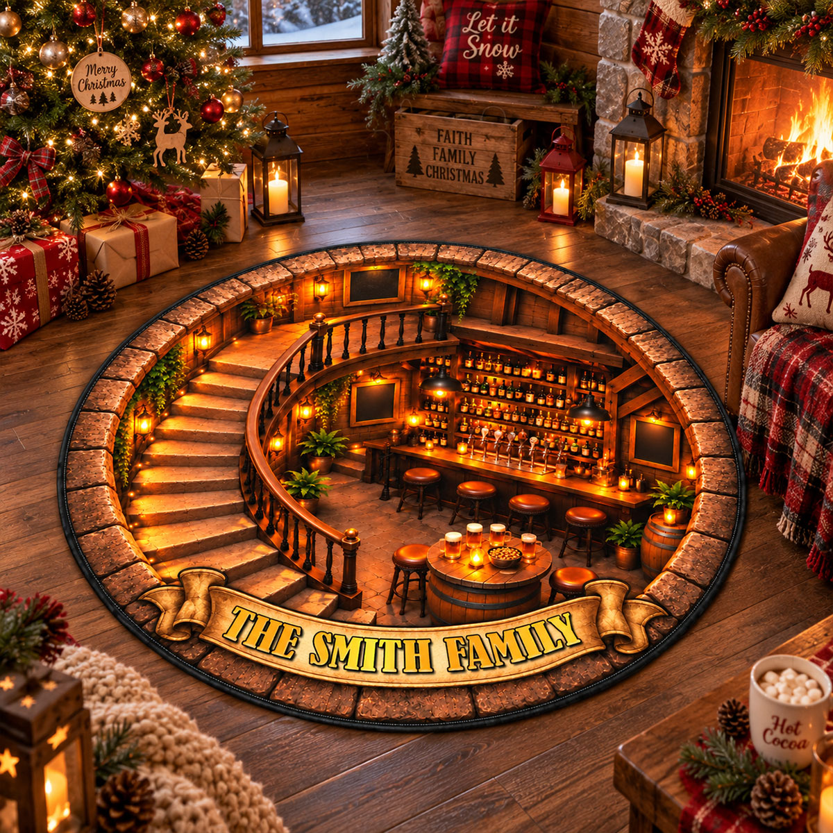 Wine Cellar Fantasy Decor for Wine Lovers Merry Christmas 3D Illusion Quilted Rug - Personalized Quilted Mat 6055599a-6ad4-4668-94f3-563732c6975e-4.jpg