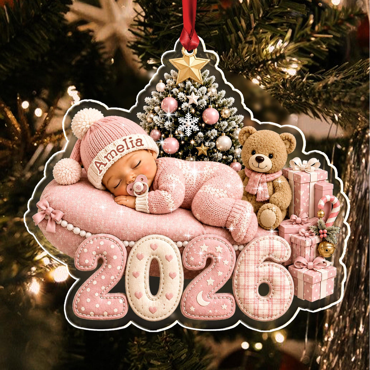 Baby Sleep First Christmas Acrylic 2D Flat Ornament, Custom Newborn Name Keepsake 60575fd3-26d8-440e-b6db-900ab7143e9a-5.jpg