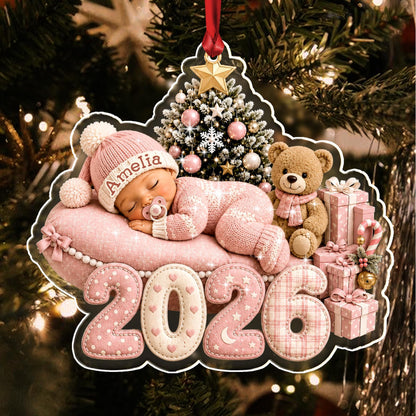Baby Sleep First Christmas Acrylic 2D Flat Ornament, Custom Newborn Name Keepsake 60575fd3-26d8-440e-b6db-900ab7143e9a-5.jpg