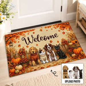 Vintage Dog Cat Hello Fall Photo Upload - Personalized Garden Flag - Fall Season Gift For Dog Mom, Cat Mom 605d23a3-b6bb-4f0c-8c6c-909fc262f7f9-2.jpg
