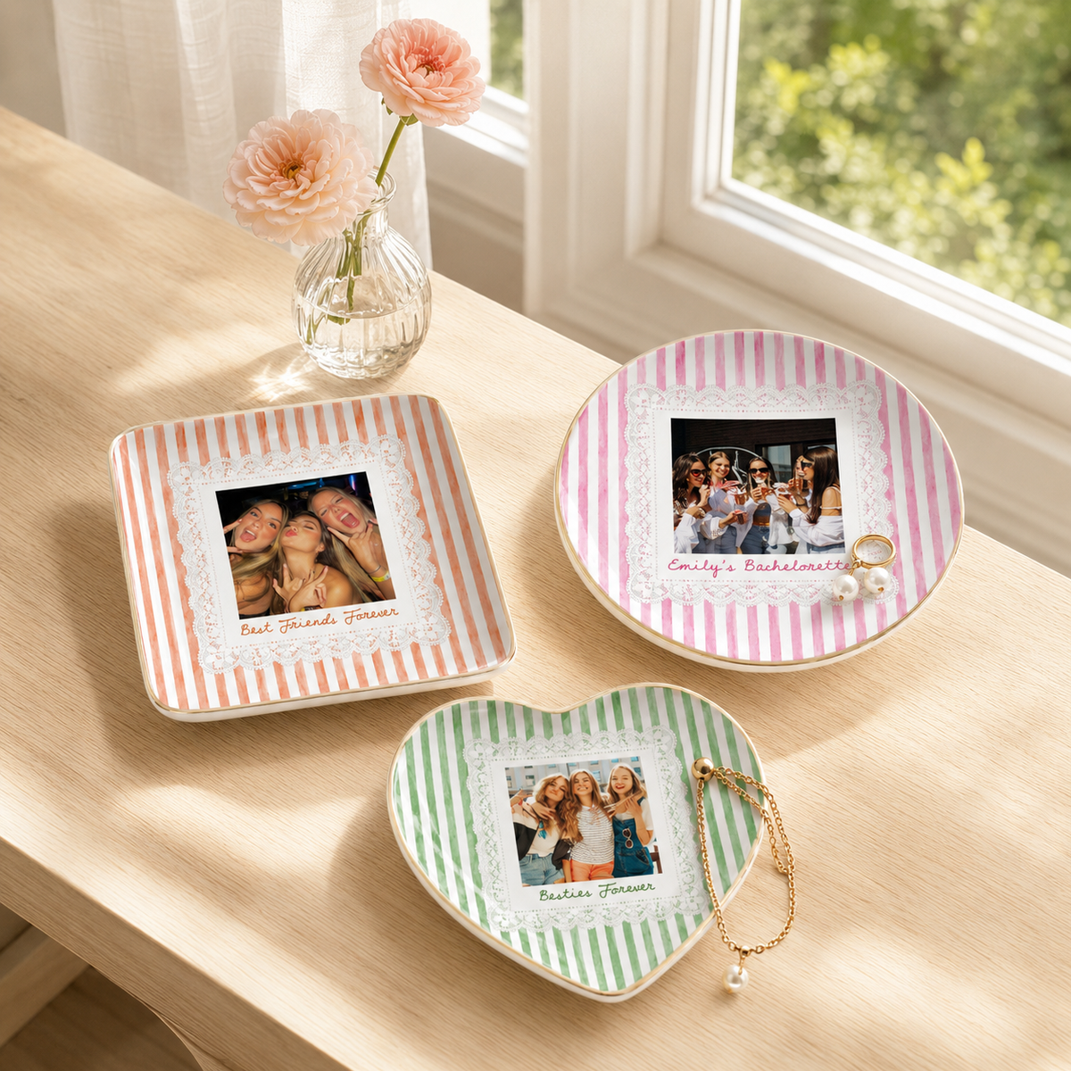 Personalized Bestie Photo Jewelry Dish: Ceramic Trinket Tray for Best Friend, Birthday Gifts For Bestie, Stripe Ring Dish Gift For Her 6076eb9e-a011-4f68-88b8-00b6d01a70d9-banner-2.png