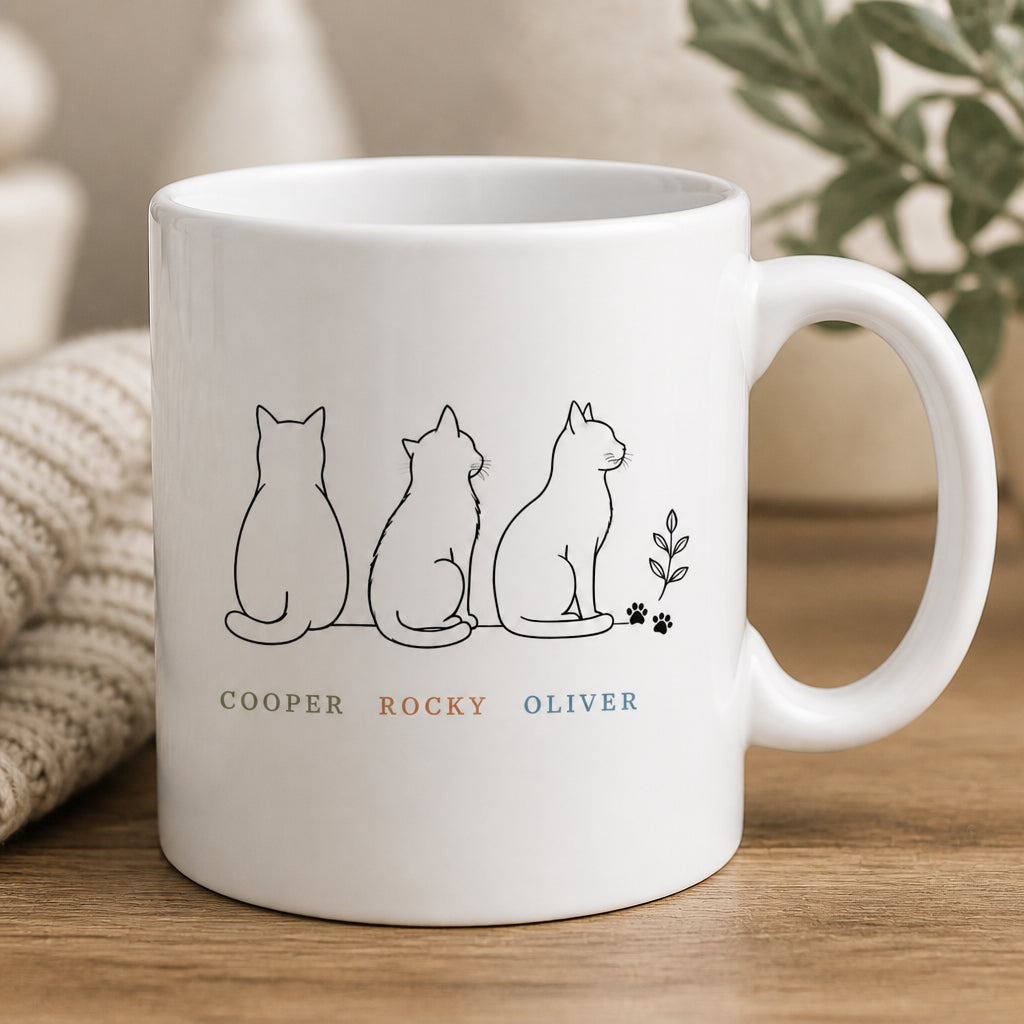 Minimalist Cat Lineup Names Mug - Personalized Mug 6088402f-aa50-4cd4-8d9c-deaeaa69336e.jpg