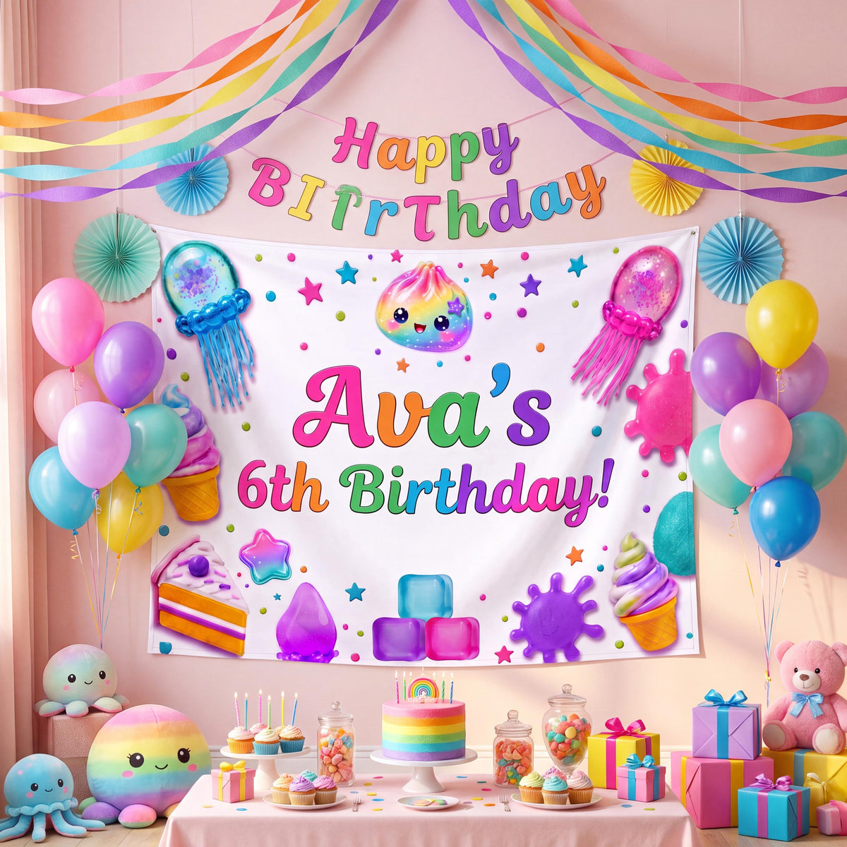 Custom Dumpling Birthday Backdrop, Plushie Theme Party Banner, Kawaii Personalized Tapestry, Pastel Kids Birthday Decor, Photo Booth Prop 608882e8-0156-4c1c-91cc-61ce98ef7a82-4.jpg