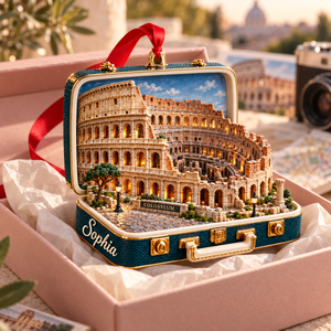 Personalized Colosseum Suitcase Christmas Ornament – Rome Italy Travel Souvenir & Gift for Rome Lovers 60893dbd-0562-4387-9f30-1d9dc05c502e-Colosseum-Ornament-in-a-Blush-Gift-Box-2.png