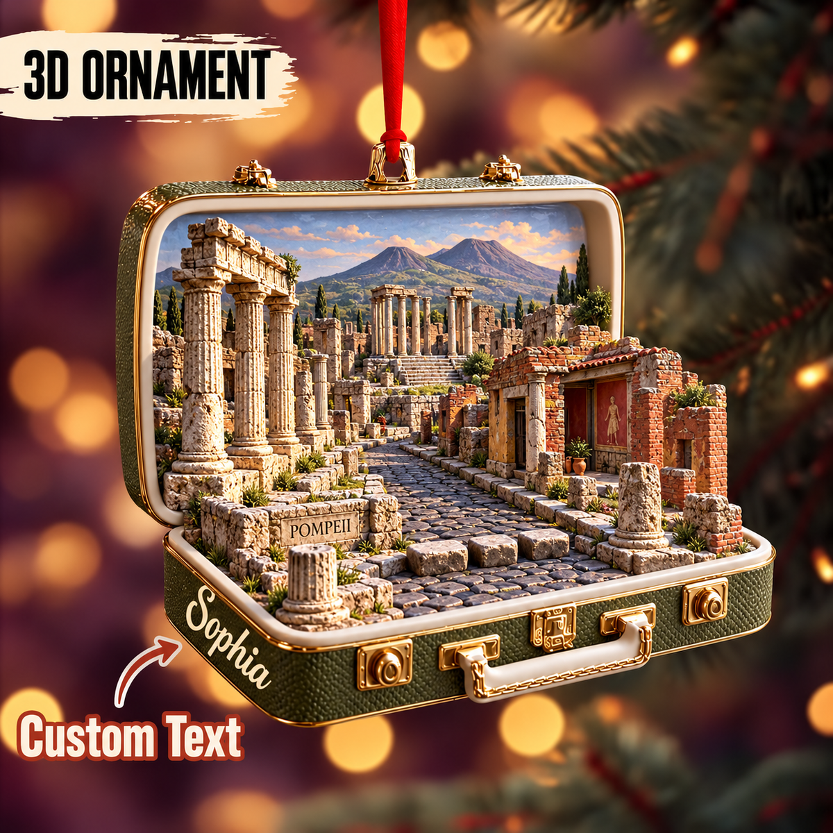 Personalized 3D Pompeii Ruins Suitcase Christmas Ornament – Pompeii Italy Travel Souvenir & Gift for Italy Lovers 609706f2-8a2e-40e5-86de-eda311cdd96c-Pompeii-ruins-suitcase-Christmas-ornament.png