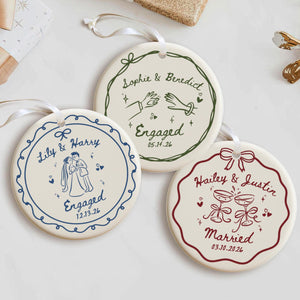 Custom Engaged Ceramic Ornament, Custom Engagement Gift, Personalized Engagement Gift for Engaged Couples, Wedding Gift Newlyweds, Bride and Groom 609be7d3-2ef2-4878-960a-1402891efc14-1.jpg