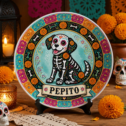 Día de los Muertos Dog Name Ceramic Plate - Personalized Personalized Ceramic Plate 609e936e-27be-432a-be9e-6ed74627164b.jpg