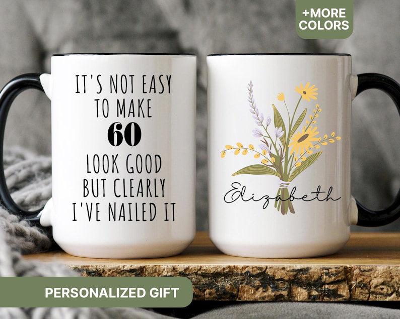 60th Birthday Gift for Women, 60th Birthday Mug, Personalized Birthday Gifts Funny 50th Mug 1965, Custom Gift For 60 Year Old Women
