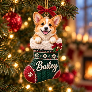 Personalized Dog Christmas Ornament – Custom Pet Photo & Name, 3D Relief Stocking Ornament, Christmas Gift for Dog Lovers 60c6ee9a-7a59-4a4e-bcf0-f69f9078ce5d-Bailey-Corgi-Christmas-Tree-Ornament-1.png