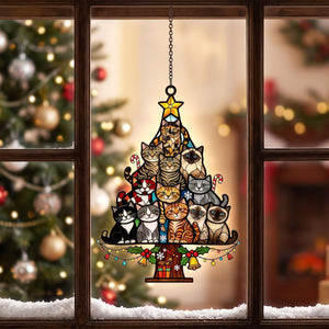 Cat Christmas Tree Acrylic Suncatcher, Christmas Tree Made of Cats Acrylic Suncatcher, Christmas Home Decor Cat Art, Gift for Cat Lovers 60d16d96-6b1f-4e64-b467-d6c77e49e736-4.jpg