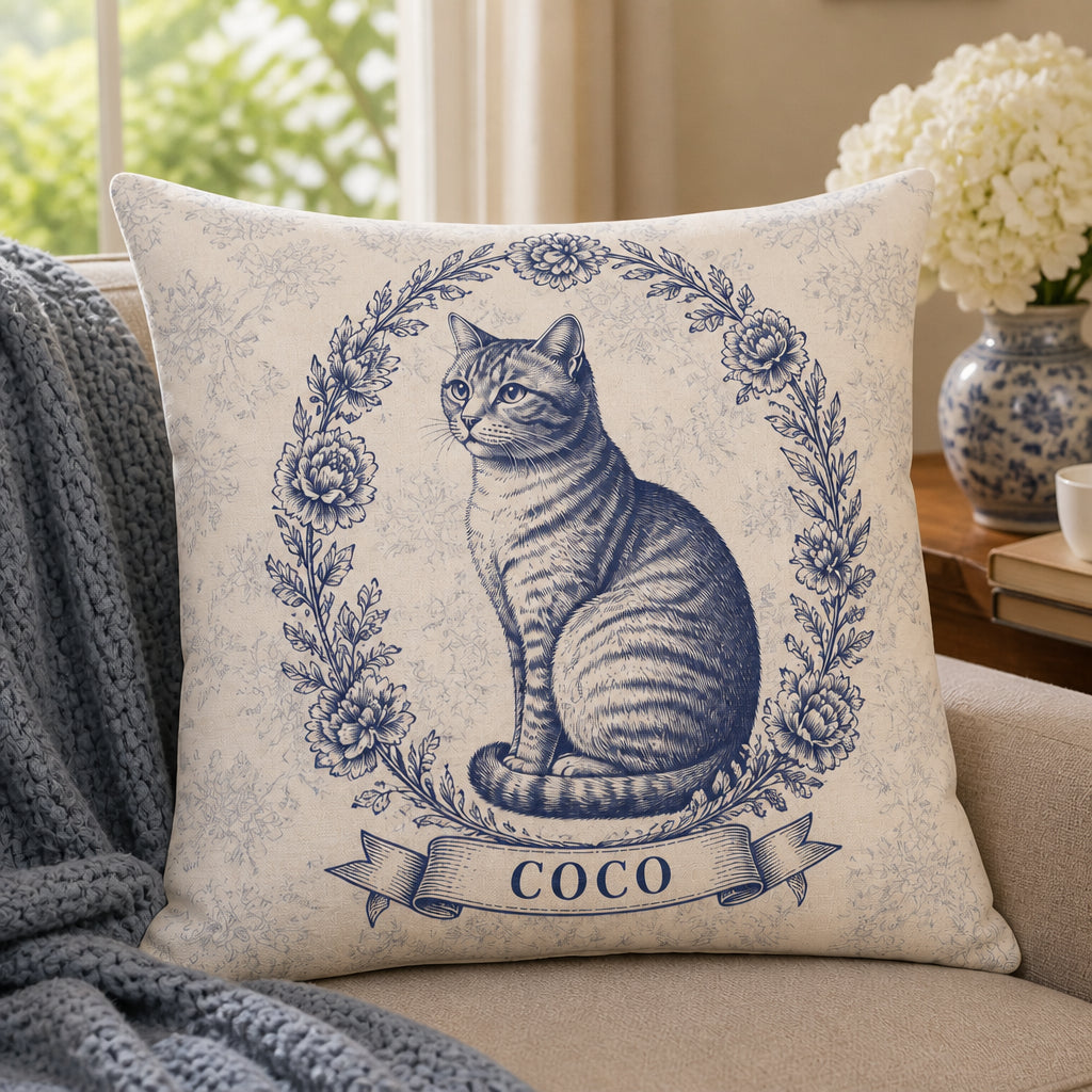 Toile Cat Cameo Personalized Pillow - Personalized Pillow 60eee447-942e-4e94-93c2-3537b0b9296c.jpg