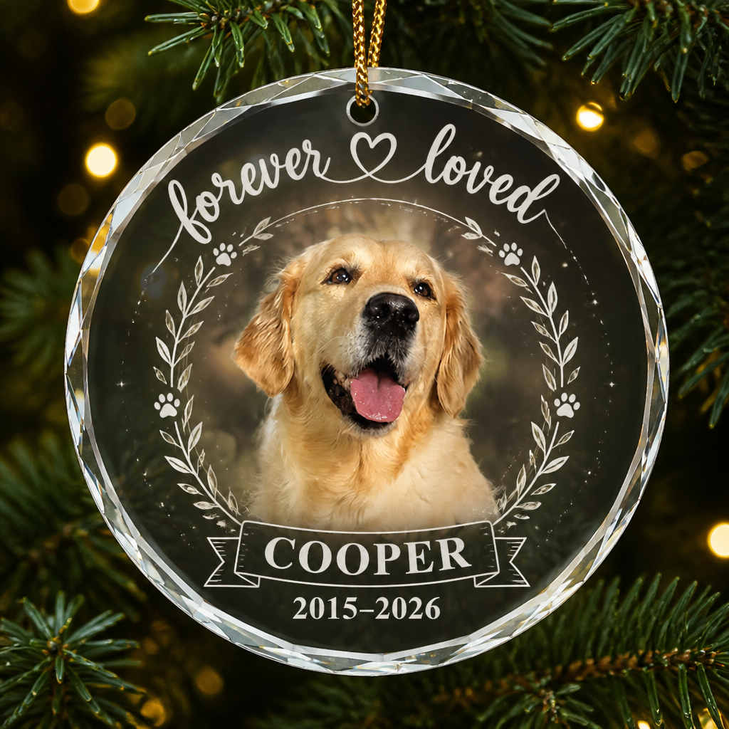Forever Loved Pet Memorial Photo Crystal Ornament - Personalized Crystal Ornament 60faaa03-02d8-470c-93a0-e72002bf0075.png