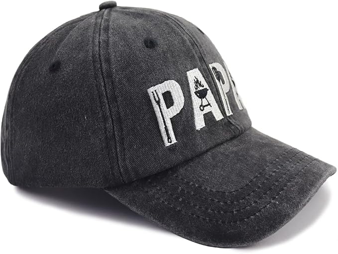 Grill Papa Hats, BBQ Accessories for Dad Father Grandpa Gifts, Adjustable Embroidered Cotton Men Baseball Caps