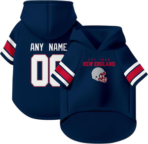 New England Dog Hoodie T-Shirt Pet Clothes Jersey Custom Name and Number Gifts
