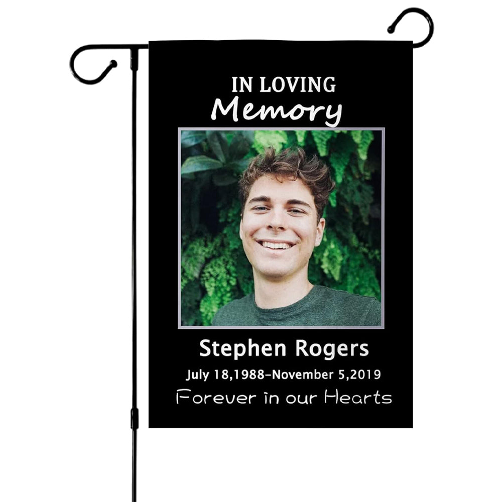 Custom Memorial Flag-Personalized Garden Flag in Loving Memory with Photo Name Date, Memory Garden Flags, for Outdoor Yard Farmhouse Porch Patio Decorations