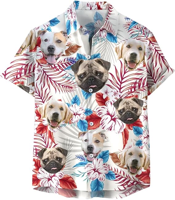 Custom Face Patriotic Short Sleeve Hawaiian Shirt, Personalized Photo Independence Day Hawaiian Shirt, Shirt for Men
