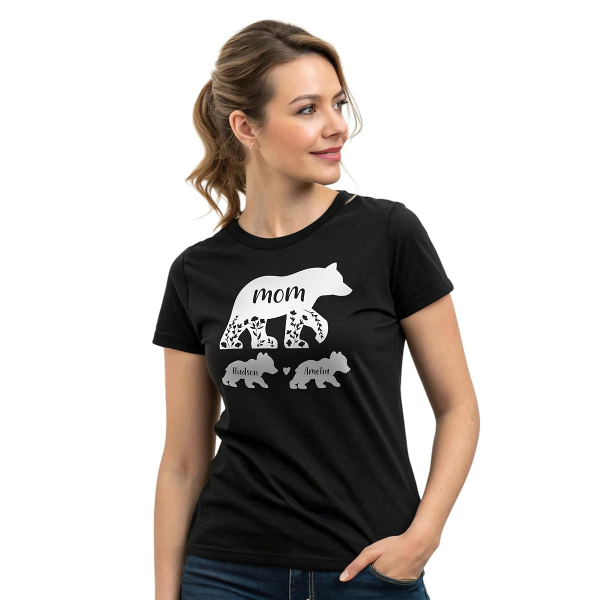 Personalized Mama Bear Shirt with Kids Names, Custom Mother's Day T-Shirt, Cute Mama Bear Gift for Mom, Birthday or Mother's Day Gift