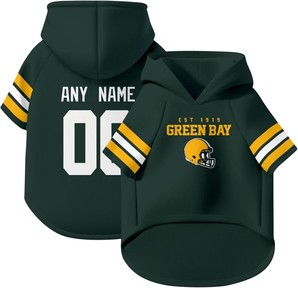 Green Bay Dog Hoodie T-Shirt Custom Name and Number Jersey Pet Clothes Gifts