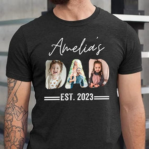 Baby's Dad Personalized Papa Dad Gifts - Funny New Dad Shirt for Papa, Grandpa