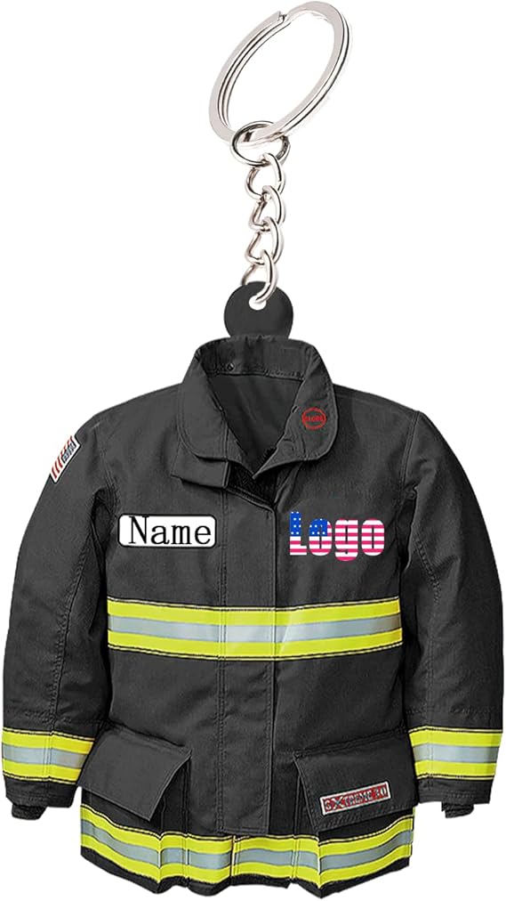 Personalized Firefighter Keychain Custom Firefighter Gifts for Men Acrylic Keychain with Iamge Name Number