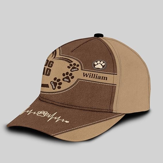 Best Dog Dad Ever Personalized Dad Baseball Cap with Dog Names Custom Baseball Cap for Fathers Day, Birthday, Daddy, Grandpa Gift