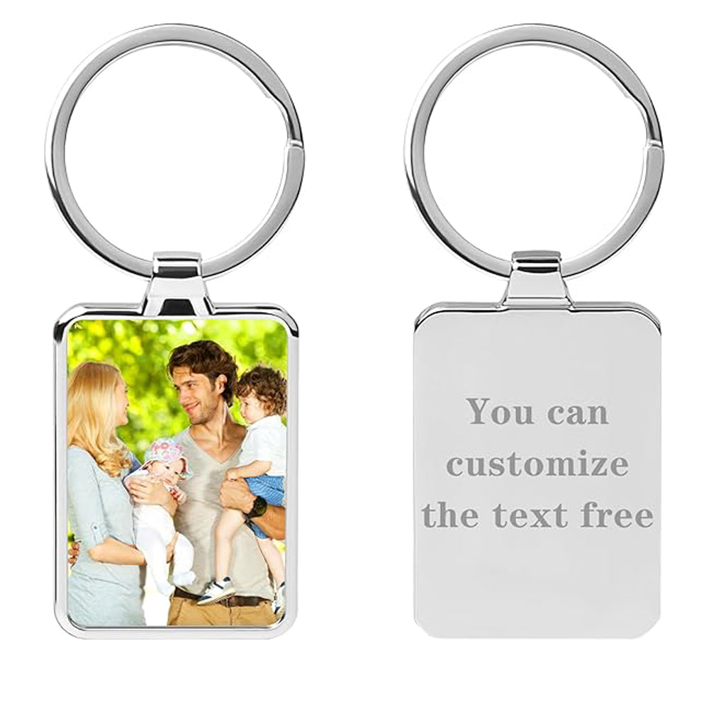 Double Side Custom Keychain with Picture Personalized Engraving Photo Text Customized Gifts for Men Women