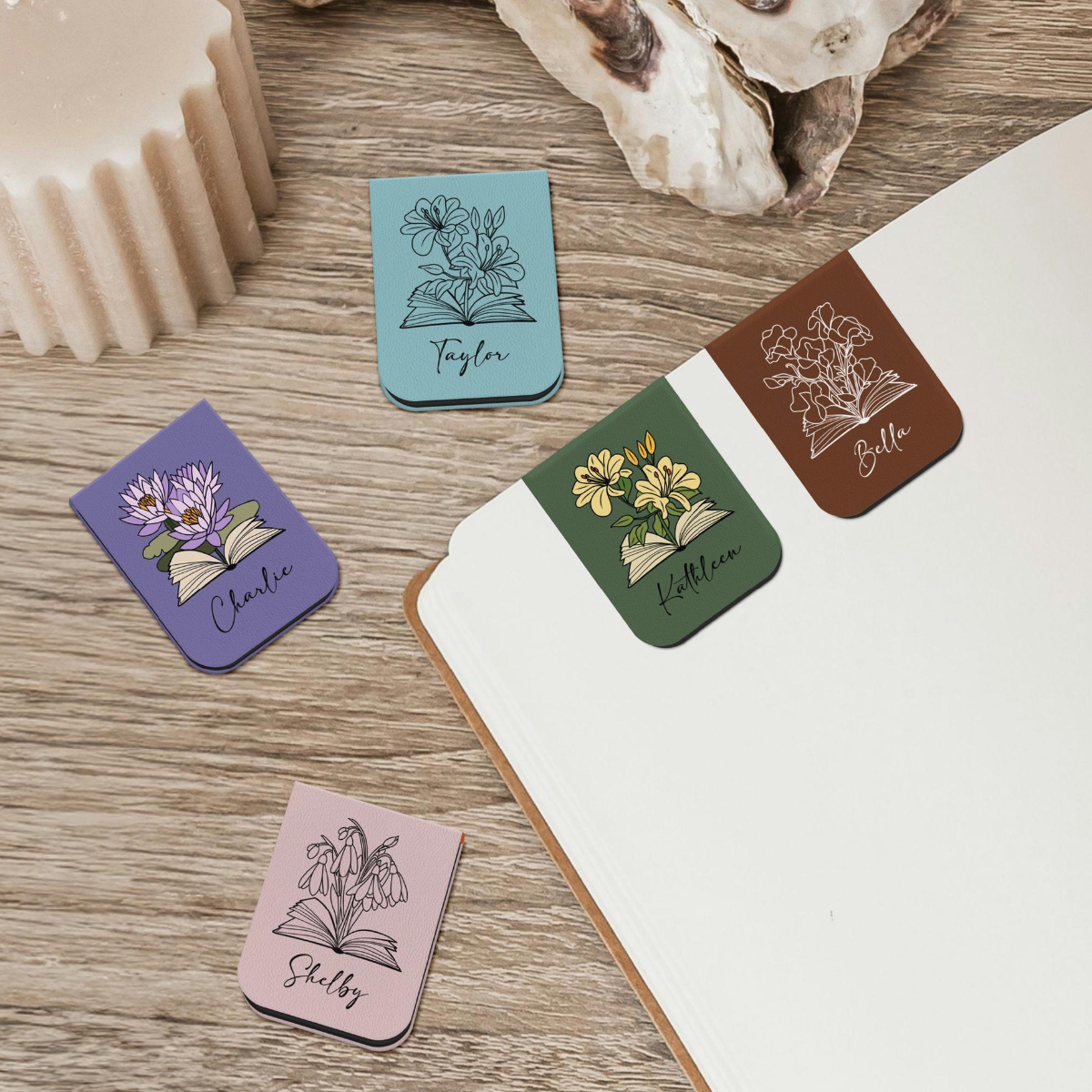Personalized Magnetic Leather Bookmark, Name Floral Book Lover Gift, Name Leather Bookmark, Birthday Gift For Book Lover, Book Club 6125d301-7fb4-4fe6-8a49-71ac1936c791-3.png