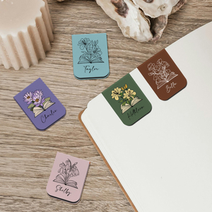 Personalized Magnetic Leather Bookmark, Name Floral Book Lover Gift, Name Leather Bookmark, Birthday Gift For Book Lover, Book Club 6125d301-7fb4-4fe6-8a49-71ac1936c791-3.png