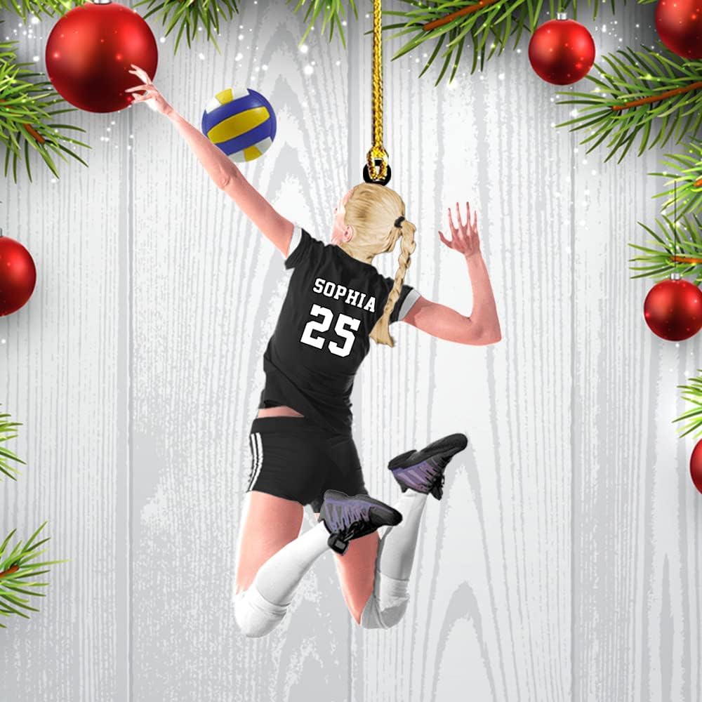 Personalized Volleyball Player Acrylic Shape Flat Ornament - Gifts for Volleyball Lovers, Players, Friends - Christmas Tree Decor