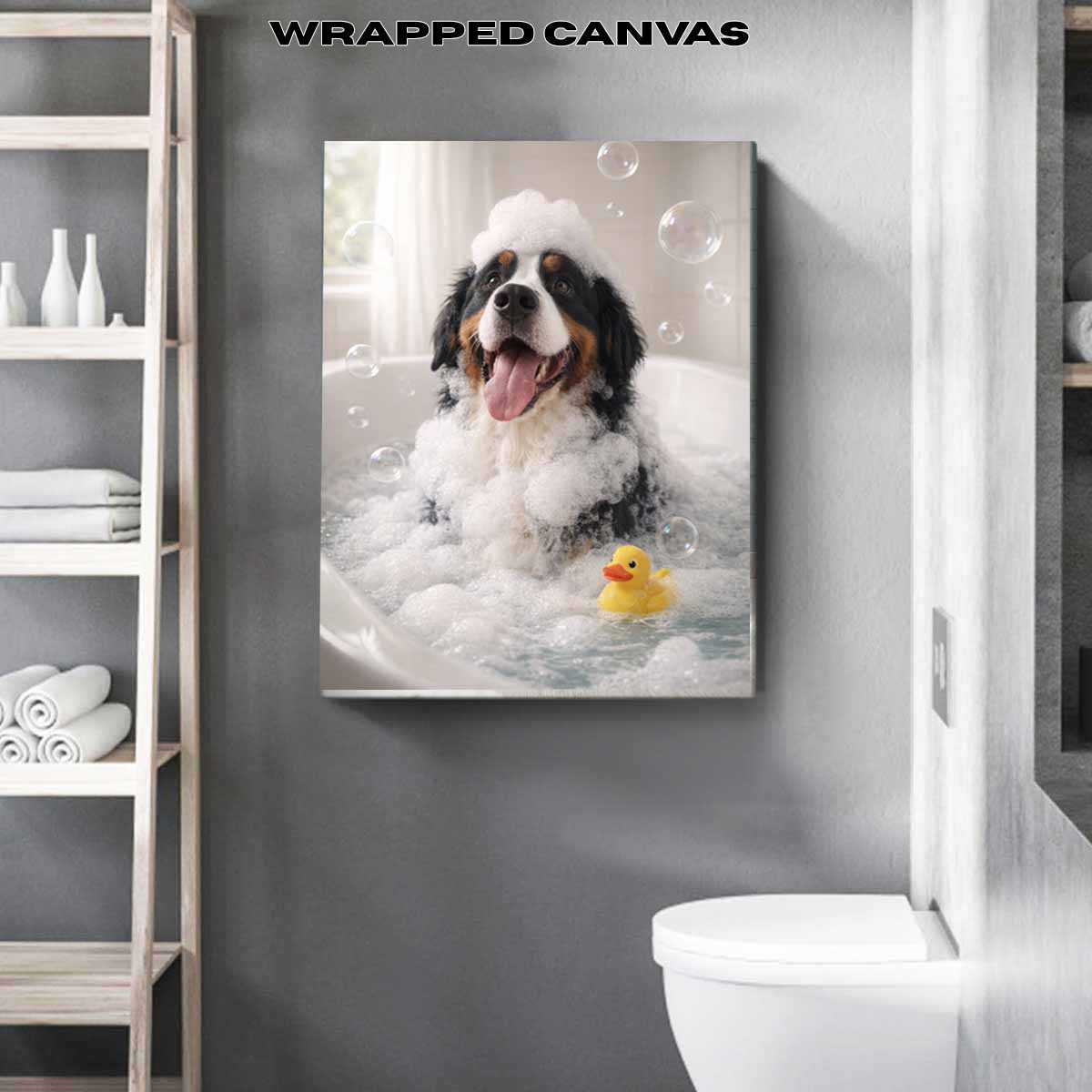Bath Time - Custom Pet In Bathtub Canvas & Poster Print, Animal in Tub Funny Bathroom Art, Custom Dog Cat Portrait, Funny Pet Portrait, Gift for Pet Lover