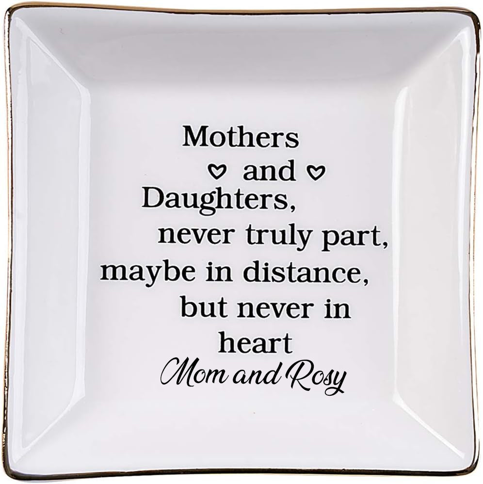 Gift for Mom from Daughter, Mother's Day, Christmas, Thanksgiving, Birthday Gift for Mother and Daughter Ceramic Ring Dish Decorative Jewelry Tray
