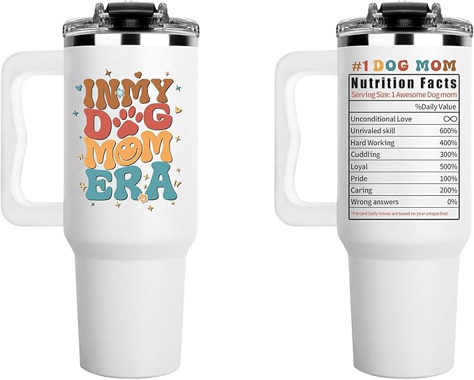 Dog Mom Tumbler with Handle,Gifts for Dog Moms Dog Lovers Women - Funny Dog Mom Cup Birthday Gifts for Mothers Day