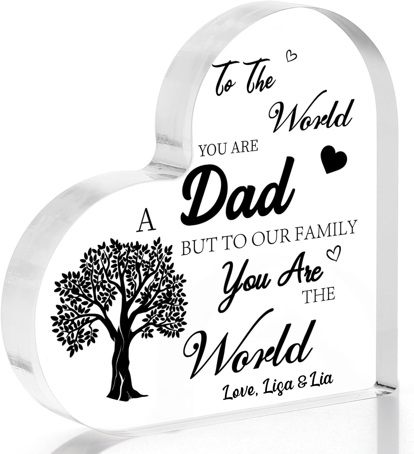 Dad Gifts for Father's Day - Gifts for Dad, Dad Gift from Daughter Son Wife, Acrylic Heart Plaque Cool Dad Birthday Gift Ideas on Birthday Father's Day