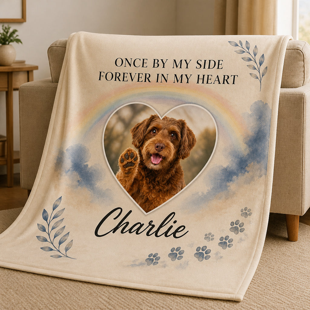 Pet Memorial Photo Blanket – Once By My Side, Forever In My Heart - Personalized Blanket 6141b325-661b-4695-8779-08bb42471820.jpg
