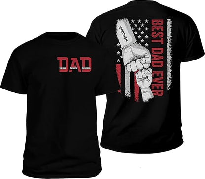 Personalized Shirt for Dad Grandpa Husband Papa - Best Dad Ever - Fathers Day Birthday Gift from Daughter Son Wife