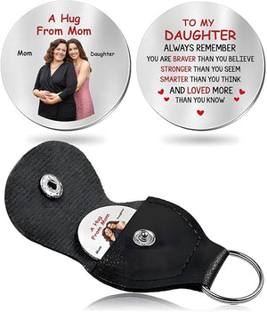 Personalized Pocket Hug, Custom Leather Token Keychain Keepsake Inspirational Gift for Family, Friends, Couple