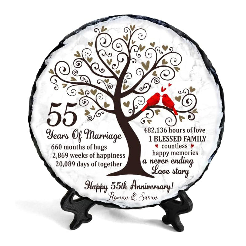 Emerald Couple Slate Plate- 55th Wedding Gifts for Parents Couple - 55th Anniversary Unique Gift Ideas - 55th Wedding Slate Plate (55th Wedding Anniversary)