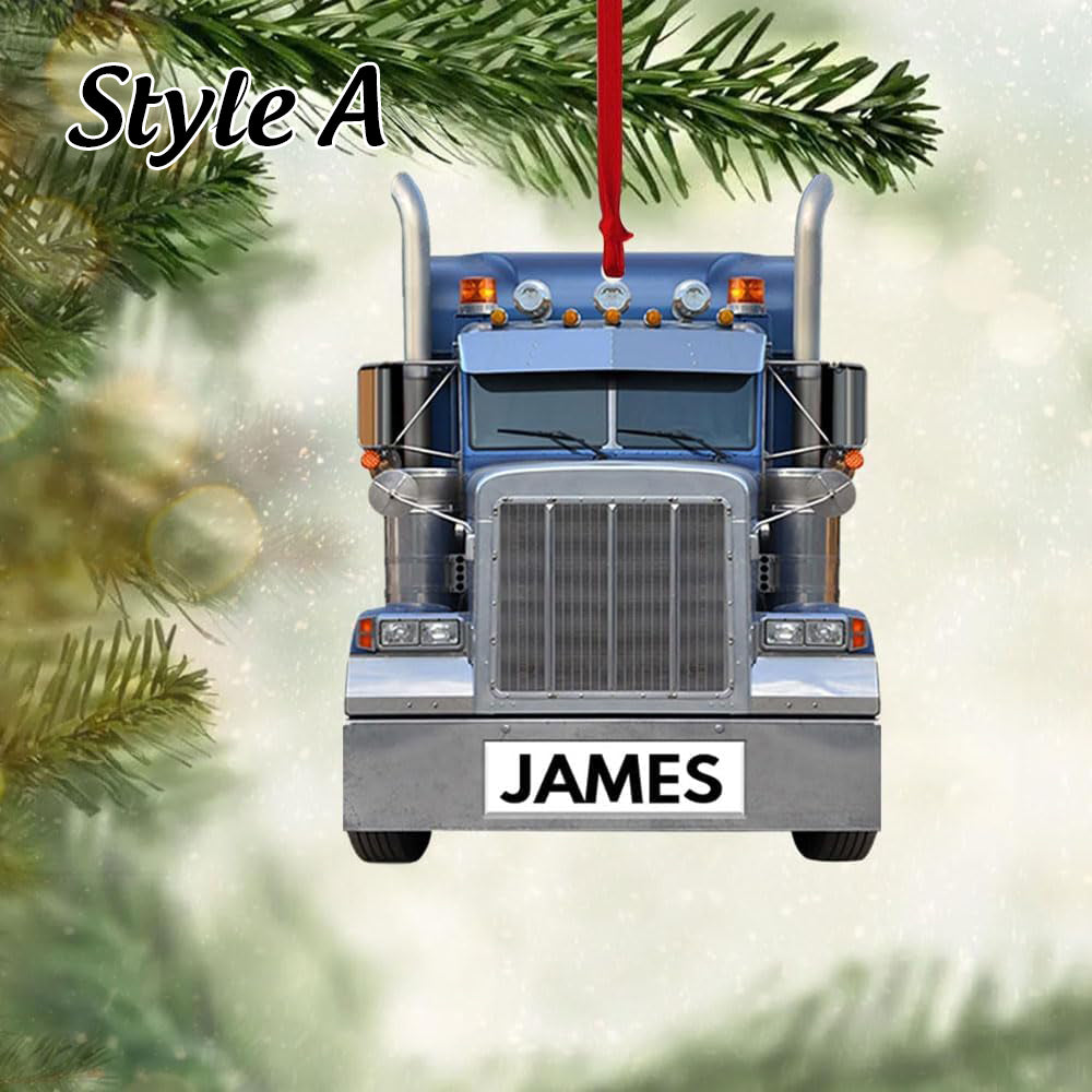 Personalized Christmas Ornament, Christmas Gift for Trucker, Truck Car Vehicle Christmas Ornament, Truck Ornament with Custom Name, Truck Christmas Ornament, Car Hanging Gifts