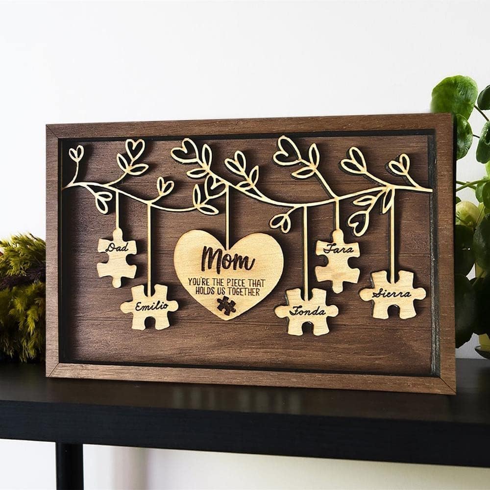 Personalized Mom You Are the Piece That Holds Us Together Puzzle Sign, Mom Puzzle Piece Sign, Mothers Day Puzzle, Custom Grandma Sign, Mother's Day, Christmas Gifts for Mom Grandma