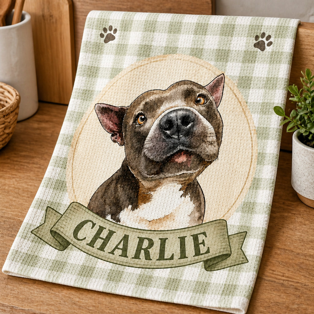 Custom Pet Watercolor Kitchen Towel – Gingham Medallion - Personalized Kitchen Towel 616f4fc5-3c6a-49be-b963-6b31000a8798.jpg