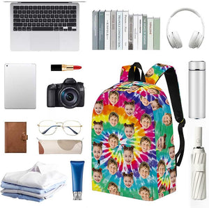 Custom Backpack with Face, Personalized Face School Bag for Boys Girls Men Women, Customized Faces Casual Laptop Backpacks with Adjustable Shoulder Strap for School Work Travel Camping